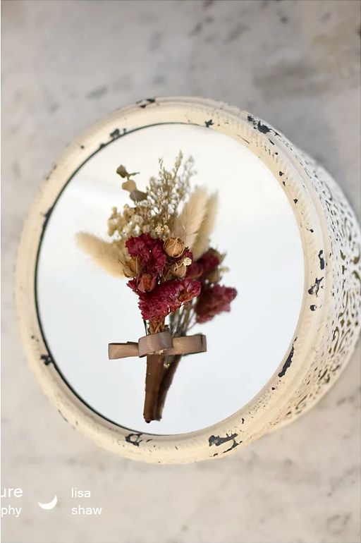 Brian's boutonniere of dried flowers