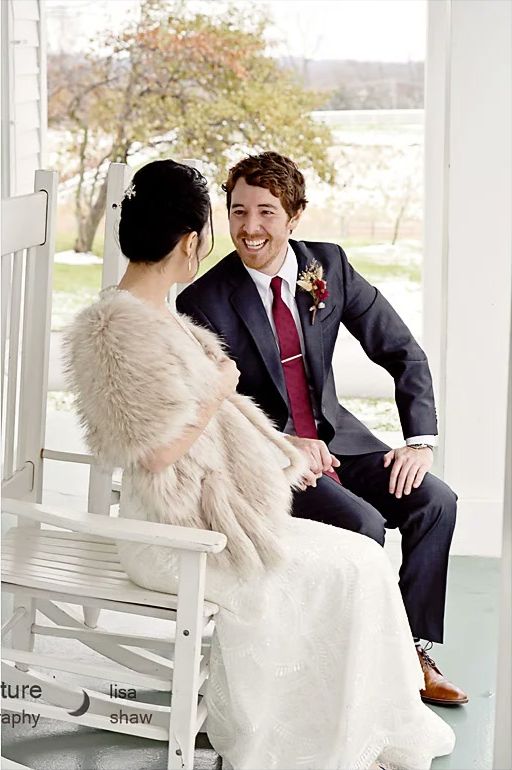 Brian and Yu-ju on the farmhouse porch