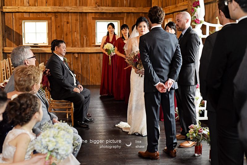 The ceremony from the side of the barn