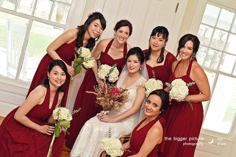 Yu-ju with her bridesmaids in red