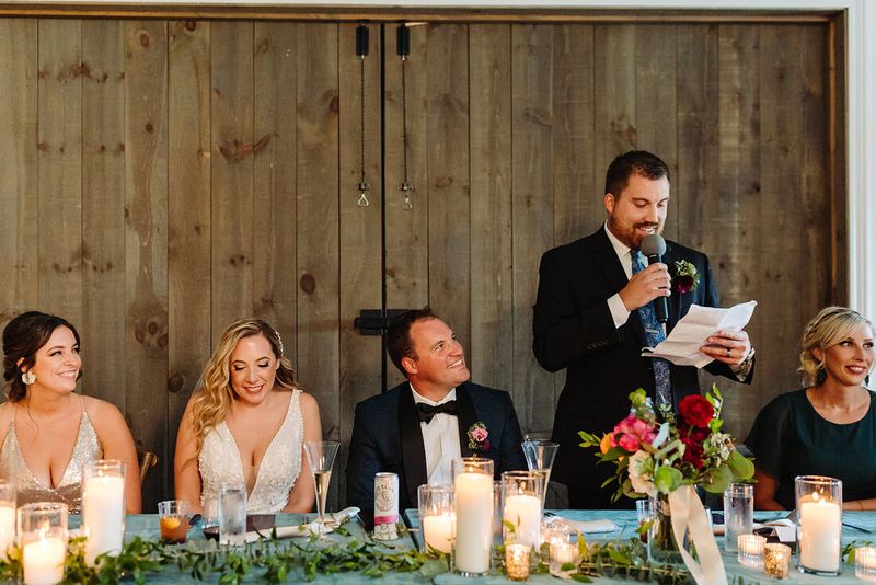 A toast at Genna and Frank’s head table