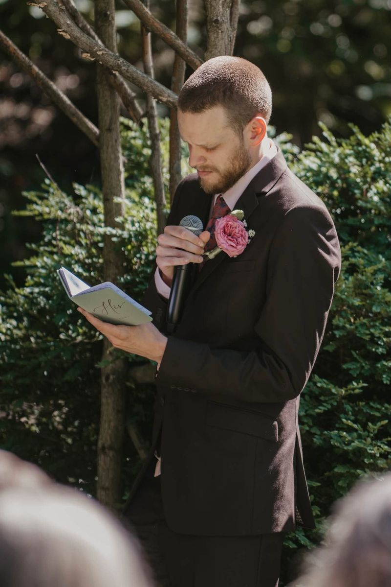 Tyler reading his vows