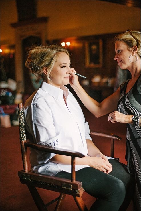 Patricia having her makeup done