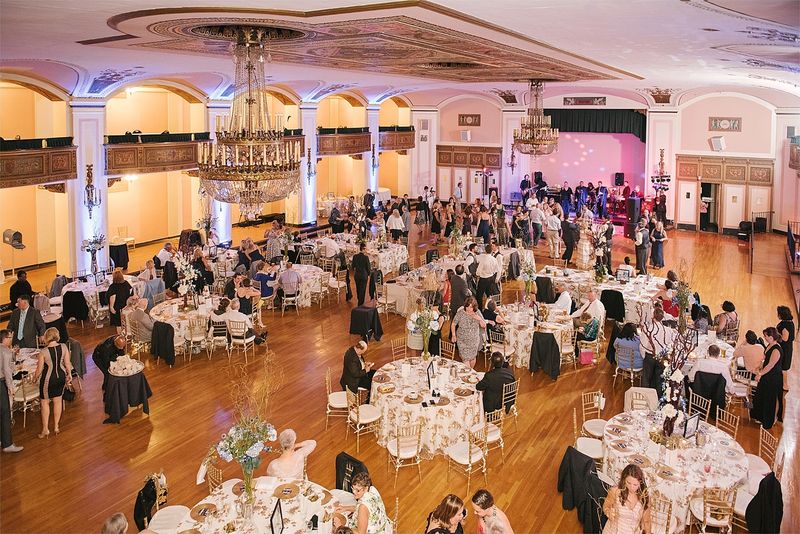 The ballroom from above during dinner